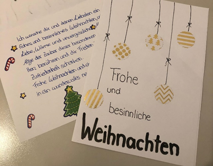 "Schülerinnen und Schüler verbreiten vorweihnachtliche Freude“ - Weihnachtskartenaktion des Arbeitskreises Schule ohne Rassismus